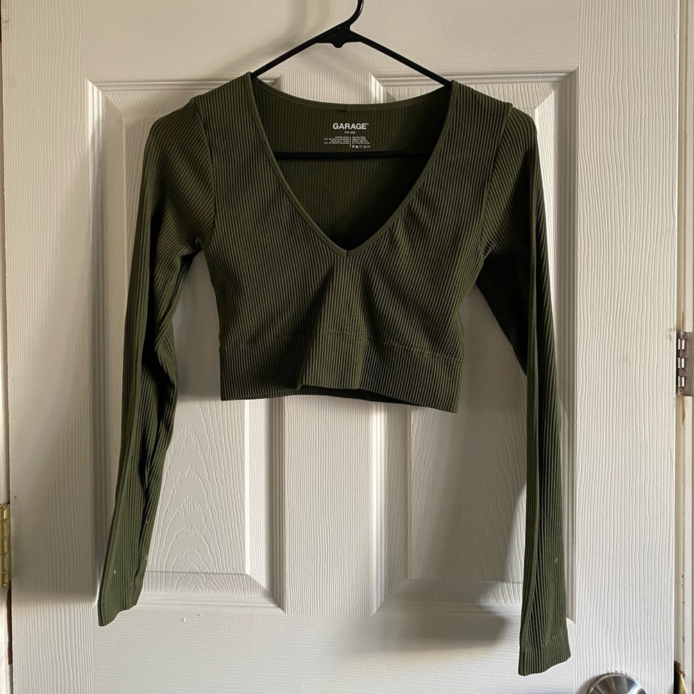 GARAGE seamless plunge crop top
